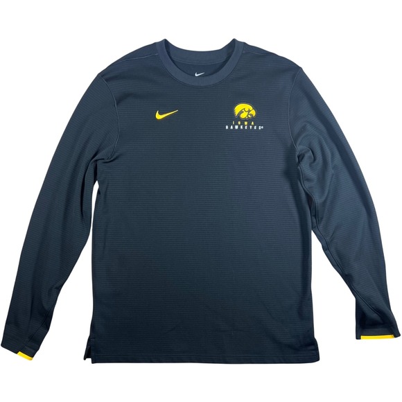 Nike Iowa Hawkeyes Dri-FIT Long Sleeve Shirt Mens M ON-FIELD Black Yellow - Picture 1 of 6